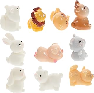 11 Piece Mini Animal Figurines Resin Desktop Garden Decor Set | Compact Assorted Animal Figures, Vivid Cartoon Style, Delicate Micro Landscape Accents for Car and Bonsai Displays