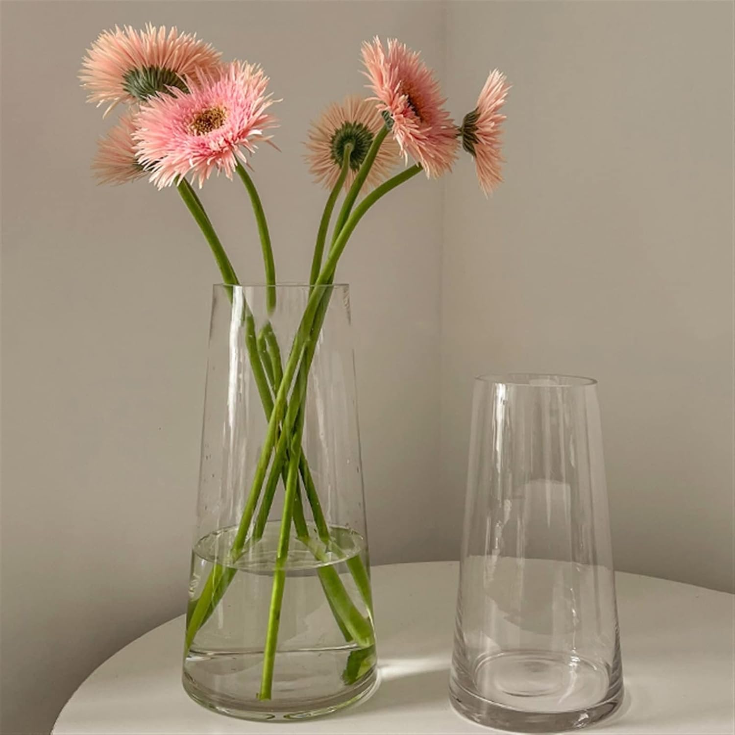 Vase Transparent Glass Small Flower Vase Decoration Simple Flower Arrangement in Living Room Water-fed Dry Flower Flower Vase Suitable for Dining and Living Room Home decoratio(B,Small)
