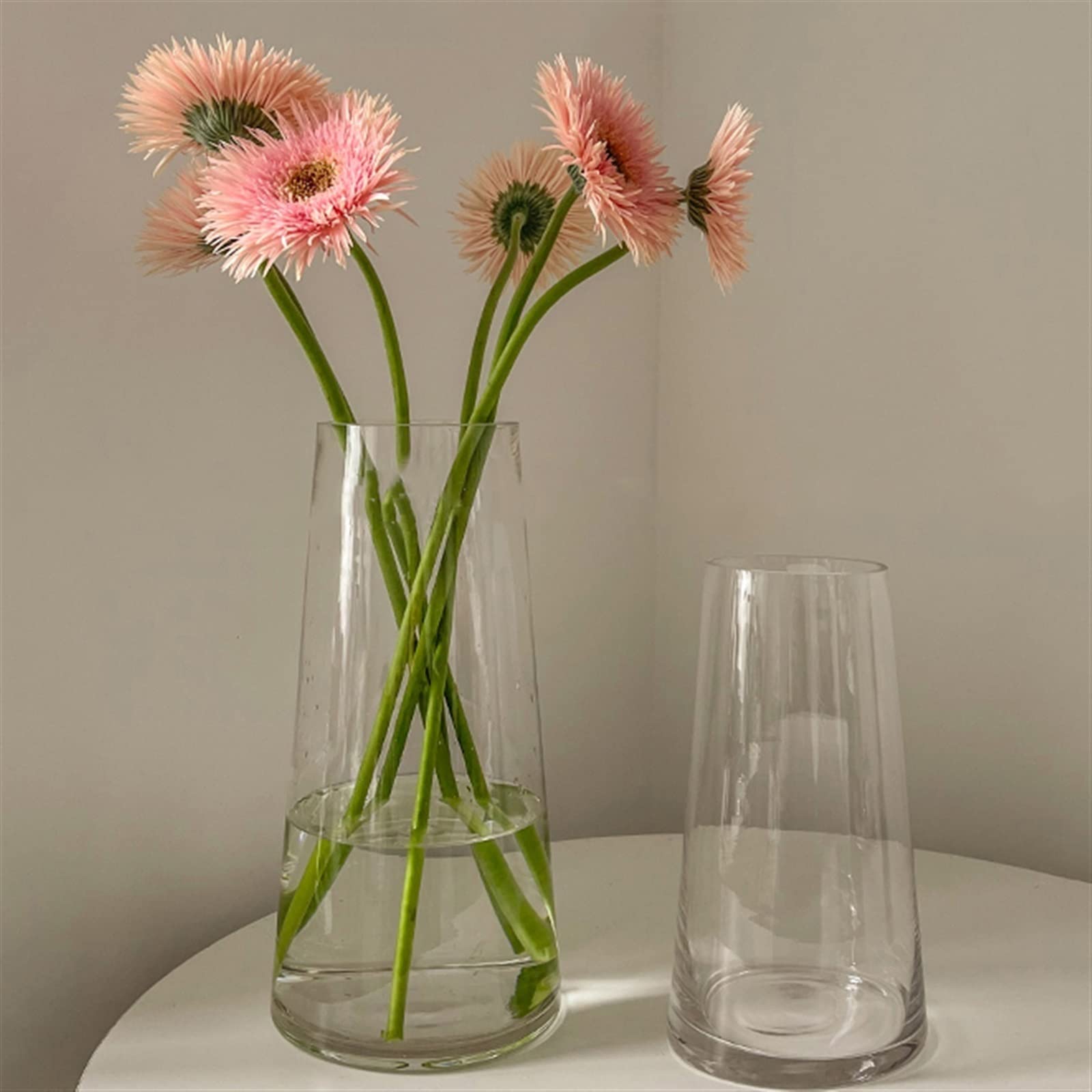 Jarrón Florero pequeño de Cristal Transparente, decoración, arreglo Floral Sencillo for Sala Estar, florero seco Alimentado con Agua Florero(Negro,Grande)