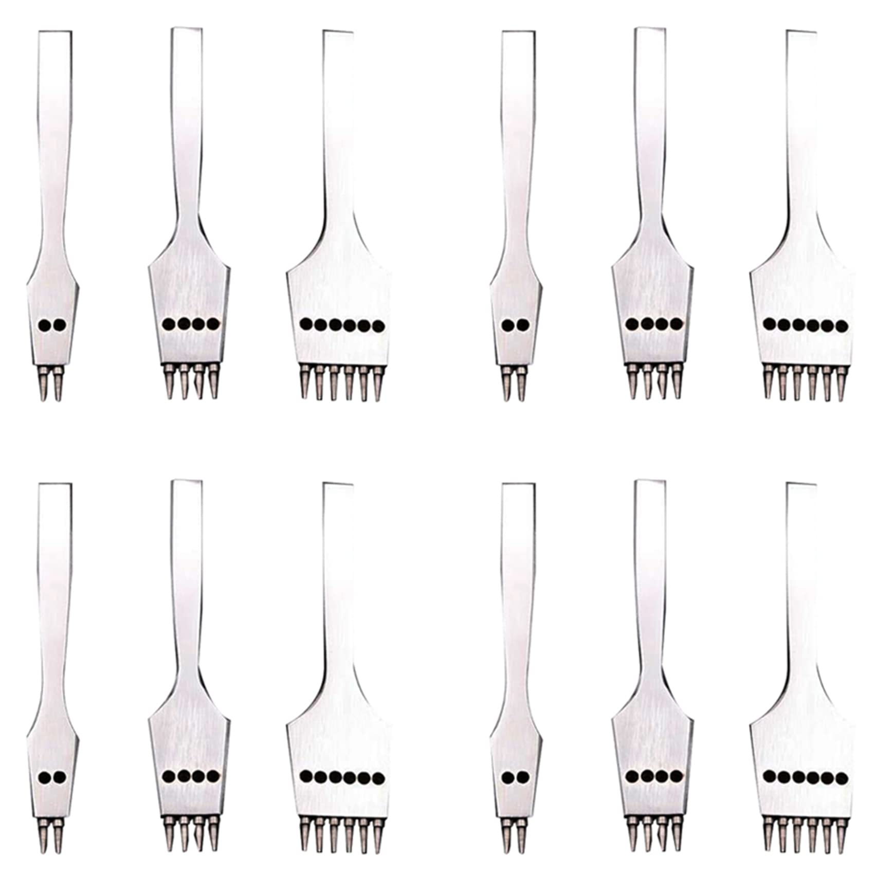 12 Pièces Séries 4mm Cuir Artisanat Trou Rond Perforateur en Cuir Couture Amovible Ciseau de Poinçonnage Outil/Ensemble