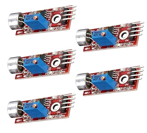 DKUWBJAS 5Pcs High Sensitivity Condenser Microphone Sensor with Audio Jack for Connectivity, Sound Detection Module Ideal for ESP32