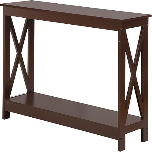 Miniatura 26 de Mesa auxiliar de sofá de 2 niveles, mesa consola estrecha con estante para entrada, pasillo, sala de estar, 39.4 pulgadas de largo x 11.8 pulgadas