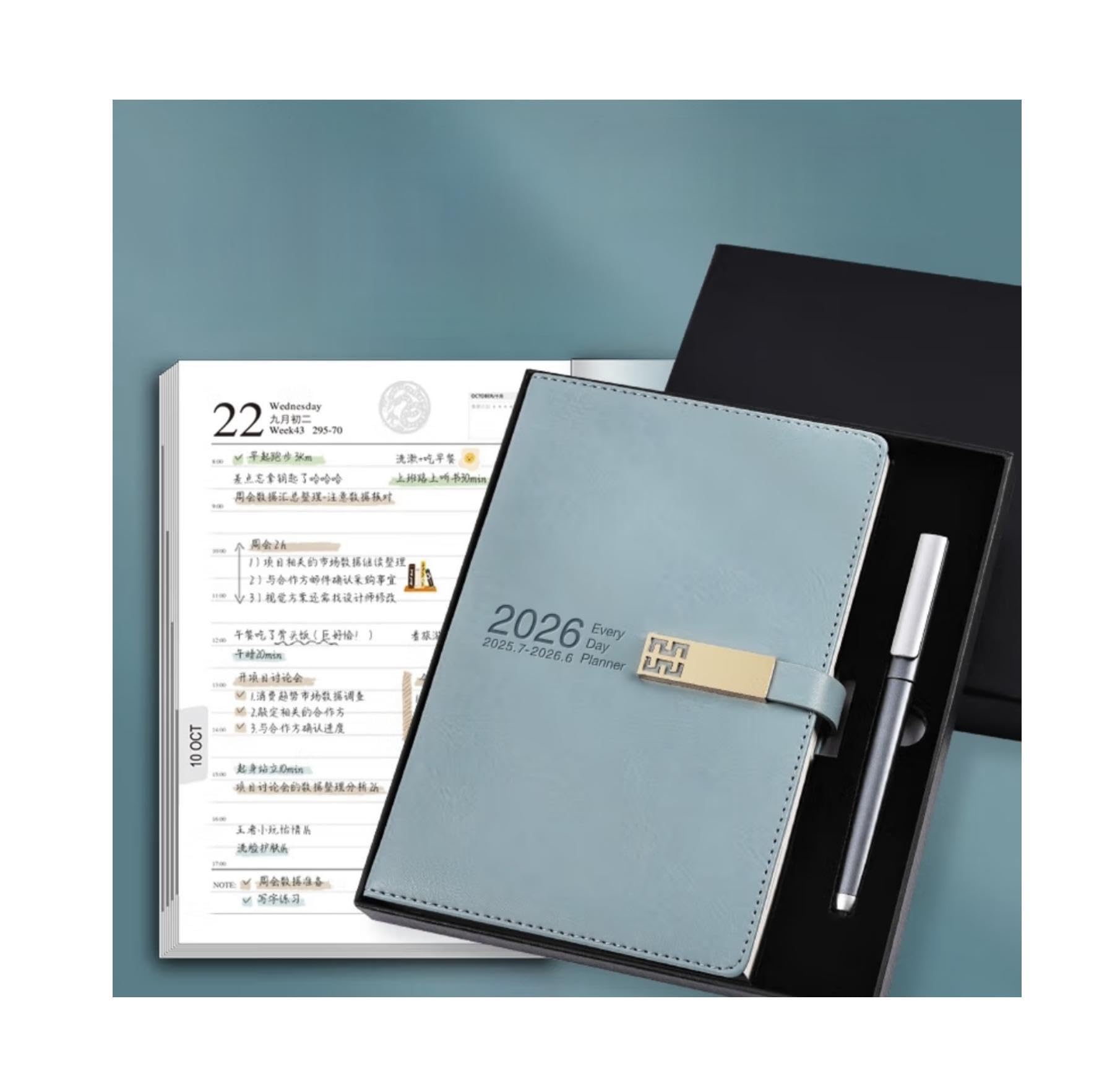 Amazon.co.jp: A5 スケジュール帳 2026年 PUレザー ビジネス手帳 (月間