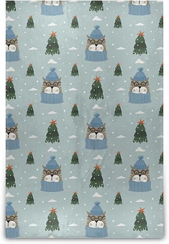 Miniatura 1 de Christmas Pattern Funny Cats Warm Bed Blanket for Adults Kids, Comfy Winter Blanket for Chair Couch Couch, 60"x90" Flannel Fleece Blanket