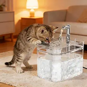 Bebedouro Automático para Gatos e Cães Fonte de Água Filtro de Água para Pets Silencioso Capacidade 1.5L, Ideal para Apartamentos e Gatos Únicos, Versão USB, Transparente