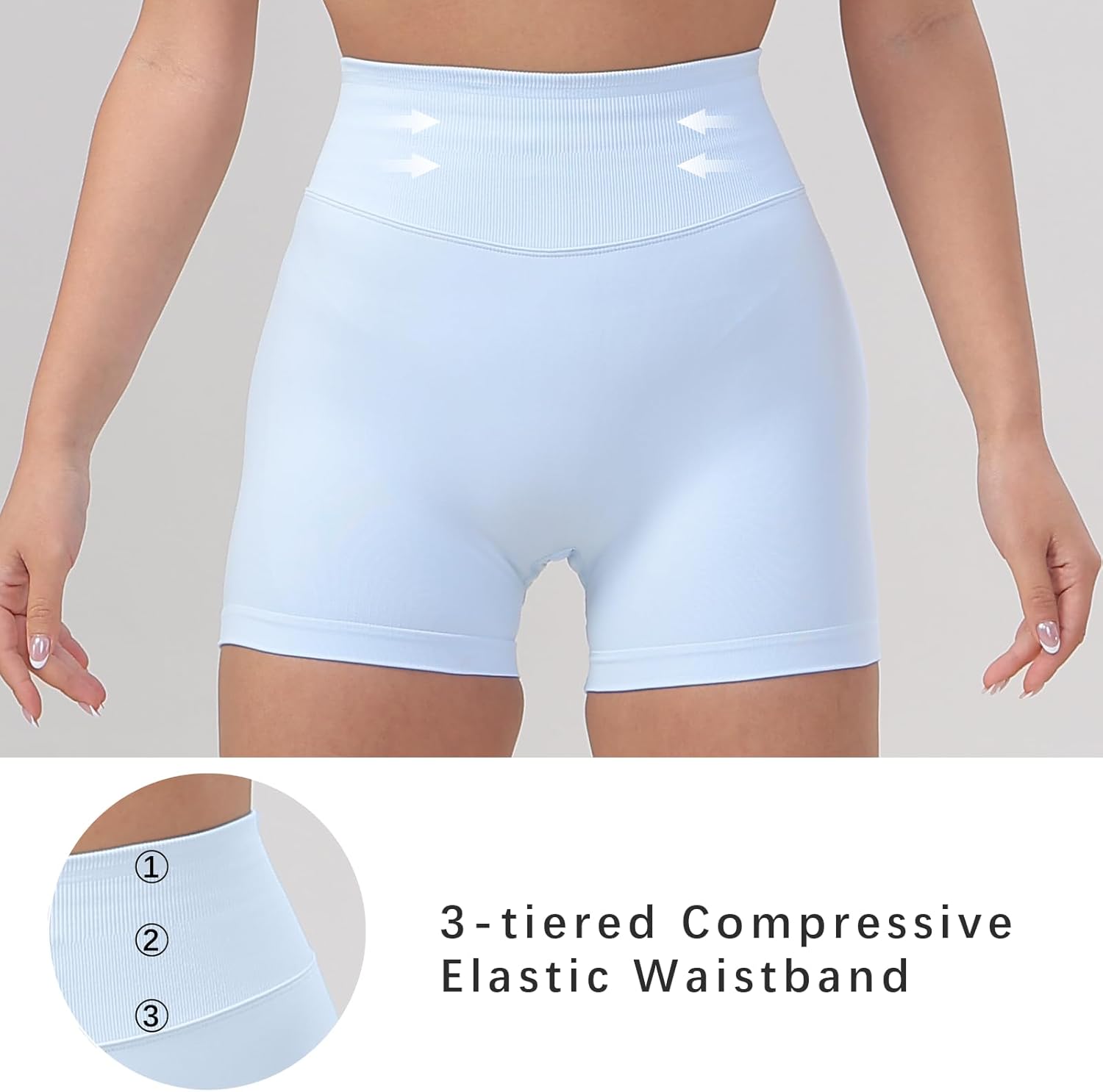 Womens Workout Shorts Seamless 3.6" High Waisted Tummy Control Yoga Shorts Butt Lifting Gym Running Athletic Shorts - Image 5