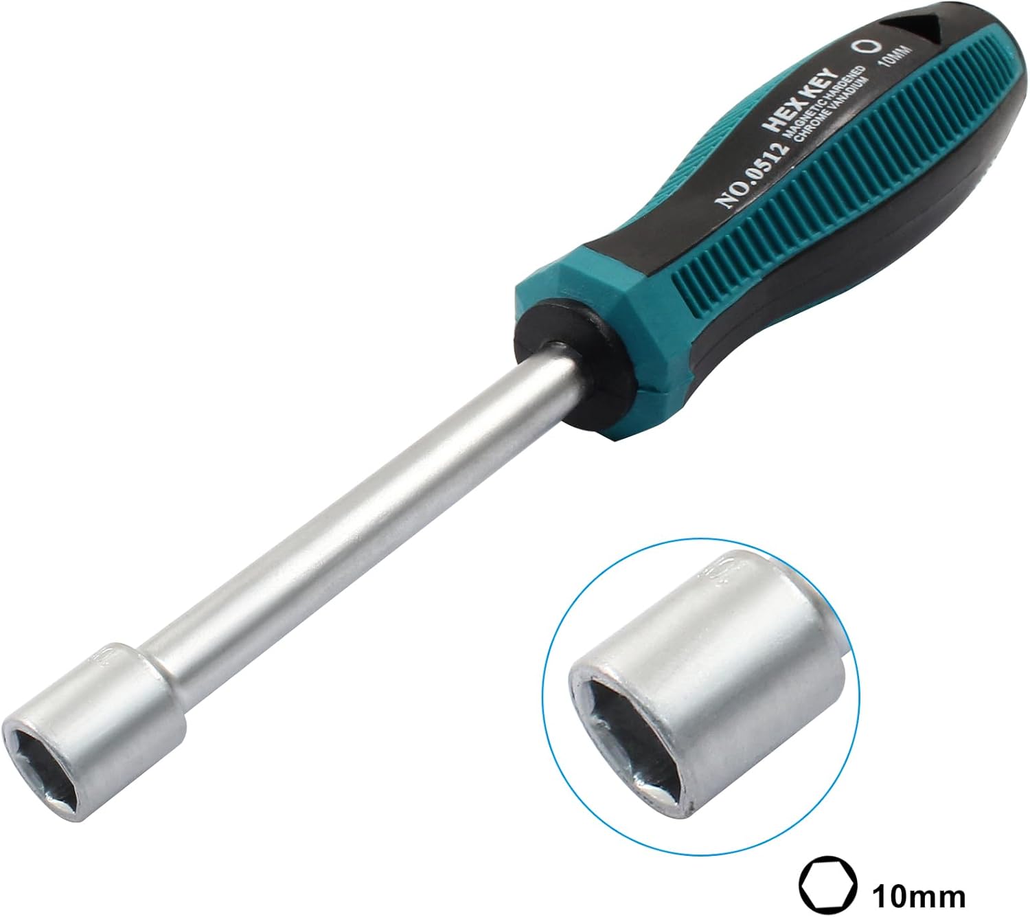 Bivethoi 2Pcs 10mm Nut Driver Socket Driver Non-Magnetic Tip Six Point Hex Nut Driver