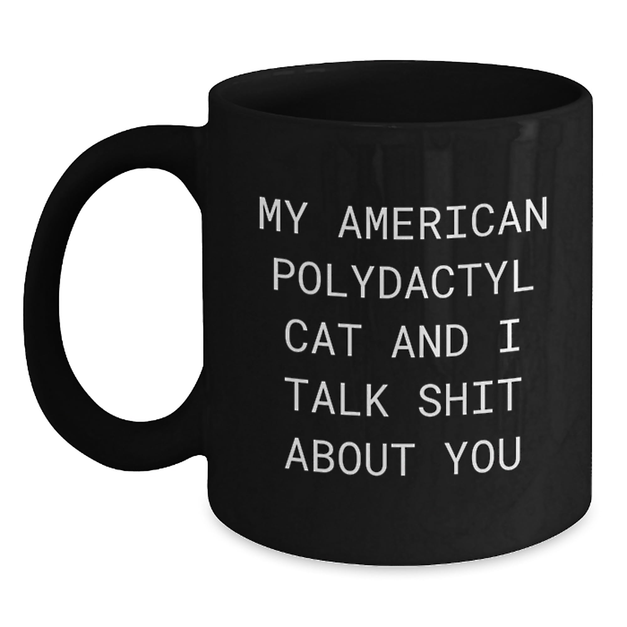 Funny American Polydactyl Cat Gifts for Men, Friends, or Coworkers - Black Coffee Mug wit…