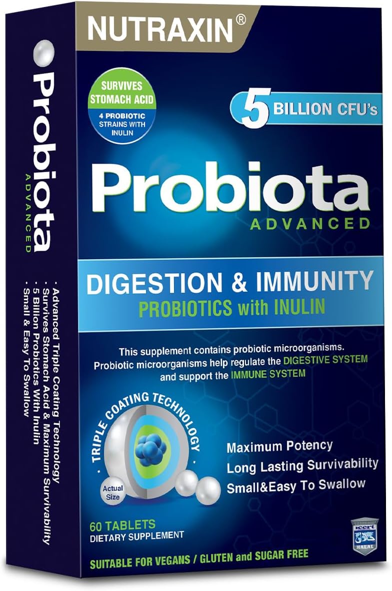Probiota Advanced Probiotic Supplement 60 Tablets – Multi-Strain Probiotics to Support Digestive Health, Gut Balance, Immune System Function, Bloating Relief & Daily Intestinal Wellness