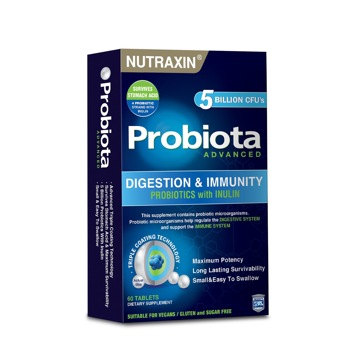 Nutraxin Probiota Advanced Probiotic Supplement 60 Tablets – Multi-Strain Probiotics to Support Digestive Health, Gut Balance, Immune System Function, Bloating Relief & Daily Intestinal Wellness