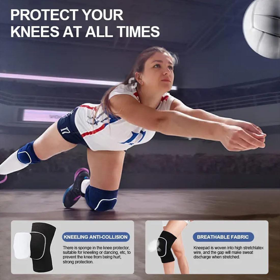 adbeni Football & Volleyball Knee Pads | Soft Breathable Sports Knee Brace for Gym | Dance | Badminton 2