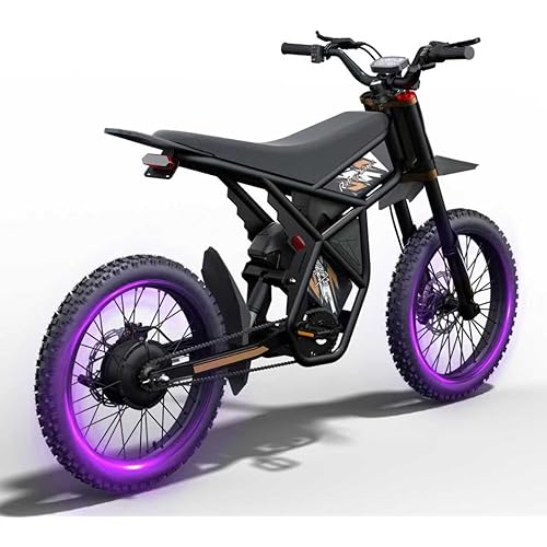 Bootime Variable Speed Motor Motor 3500W Peak Electric Dirt Bike for Adults Teens - 50/37 MPH High-Speed, 25" Fat Tires & Dual Removable Battery (60V/48V)| All-Terrain Off-Road eBike for Snow, Sand