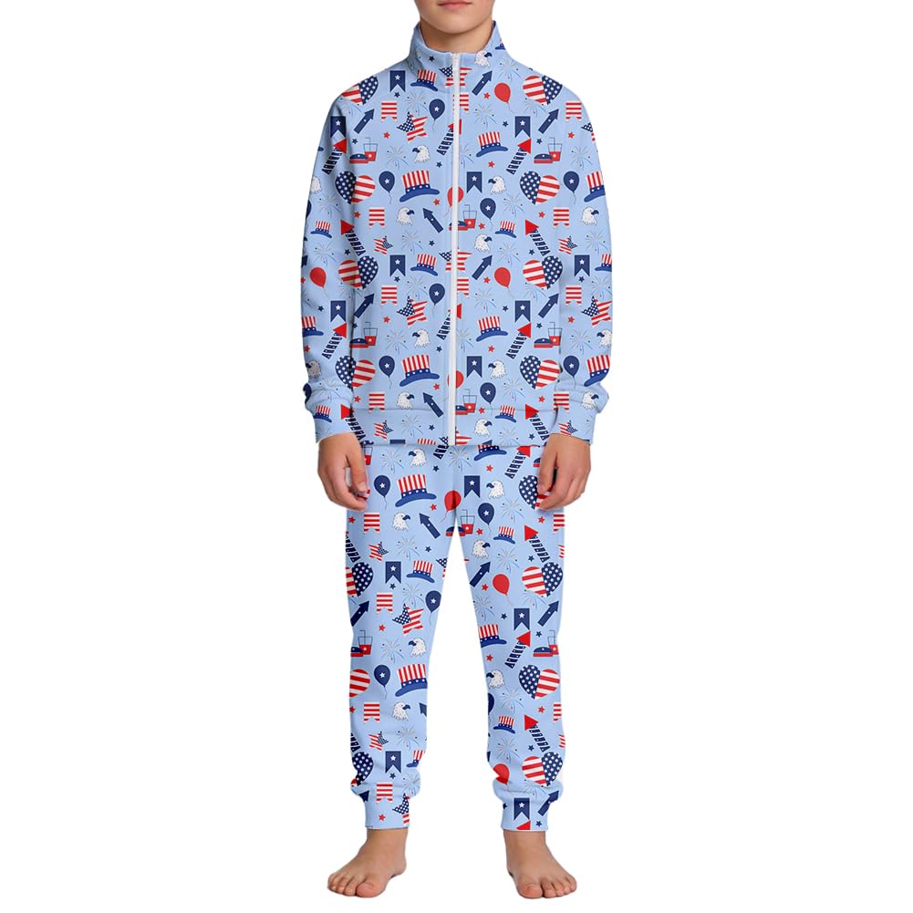 Kids Two-Piece Classic Zippered Sports Jacket Set Sweatpants Jogging Teenager Sportswear Set