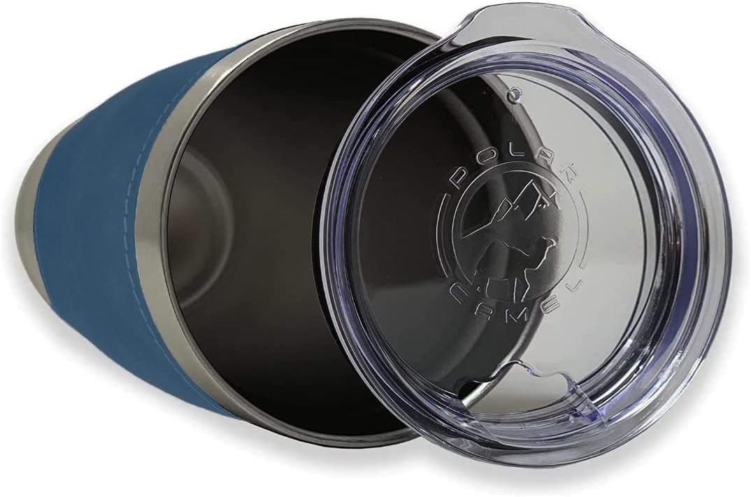 LaserGram 20oz Horse Head Tumbler, Dark Blue Faux Leather Wrap, Double Wall Vacuum Insulated Stainless Steel with Sipping Lid
