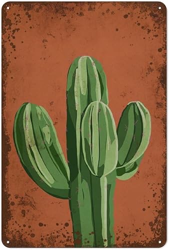 Arte de naranja quemado, arte de pared botánico de cactus y terracota, suculenta, divertida decoración de pared para el hogar, regalo para amantes