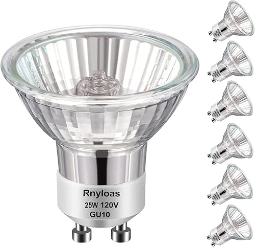 Calentador de velas NP5 gu10 de 120 V 25 W, 6 bombillas halógenas gu10+c 120v 25w con cubierta de vidrio, bombilla GU10 regulable y blanco cálido,