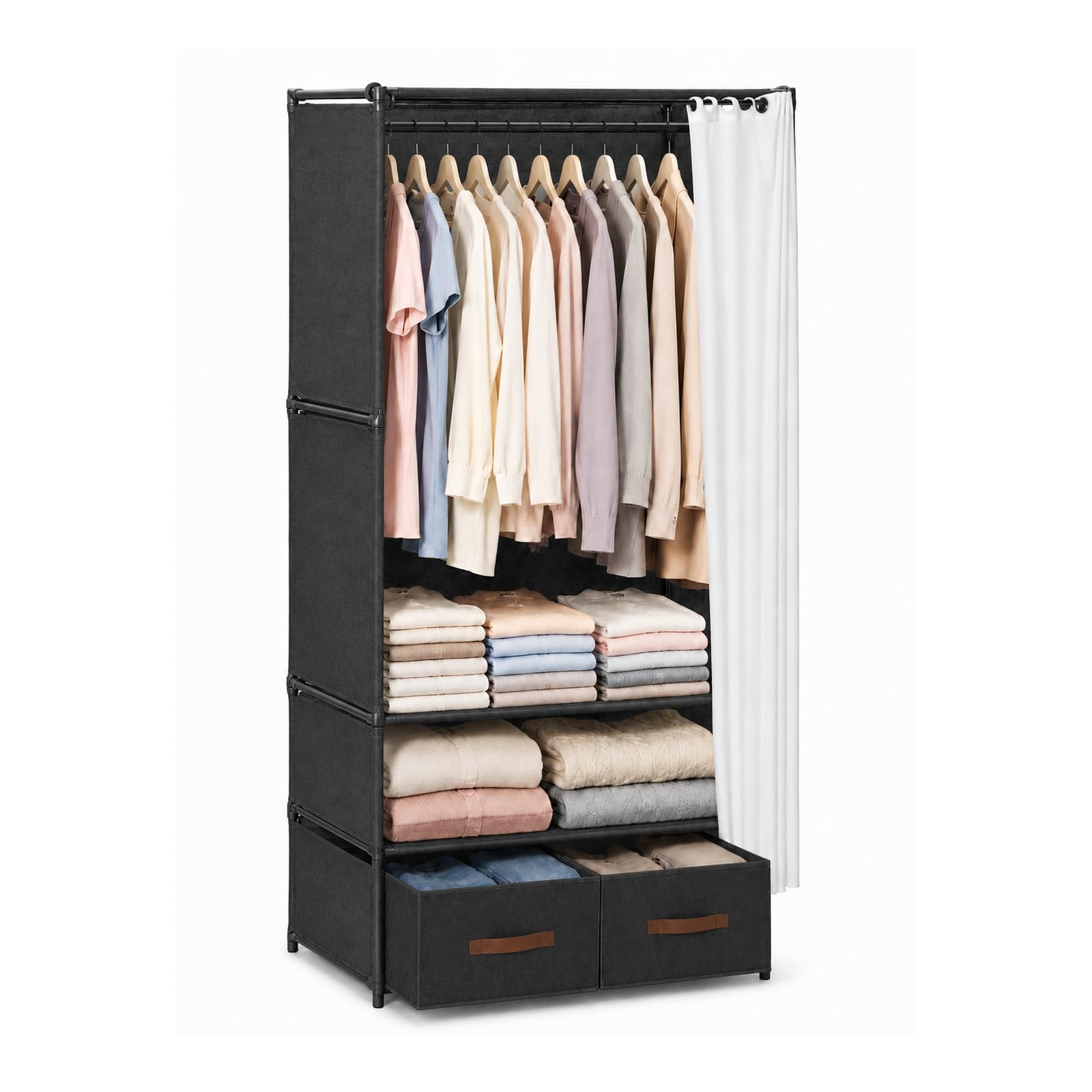 Wardrobe with Drawers Portable Wardrobes for Bedroom 164.5 x71x43cm