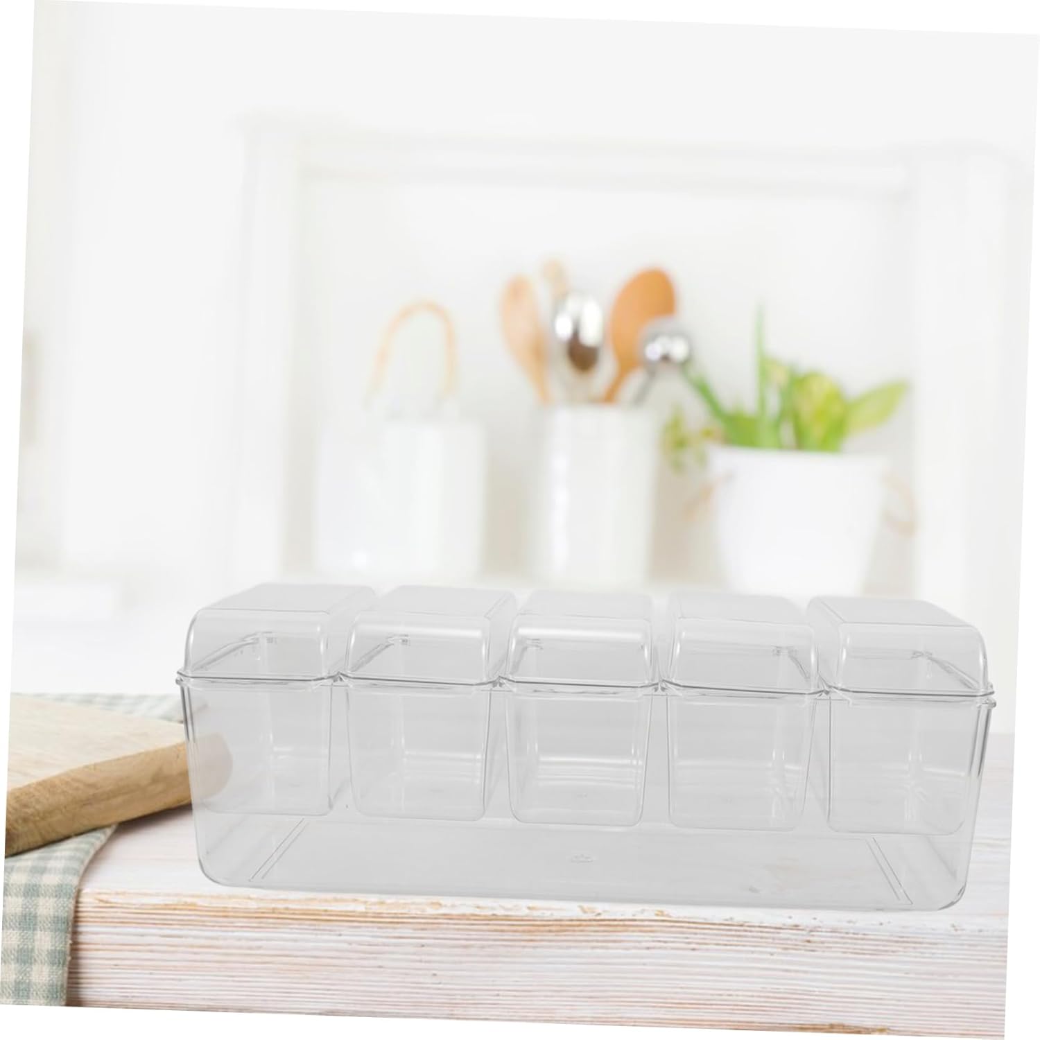PRETYZOOM Chilled Condiment Server Set Clear Keeping Box with Removable Compartments and Accessories for Outdoor Parties and Home Use for Fruits
