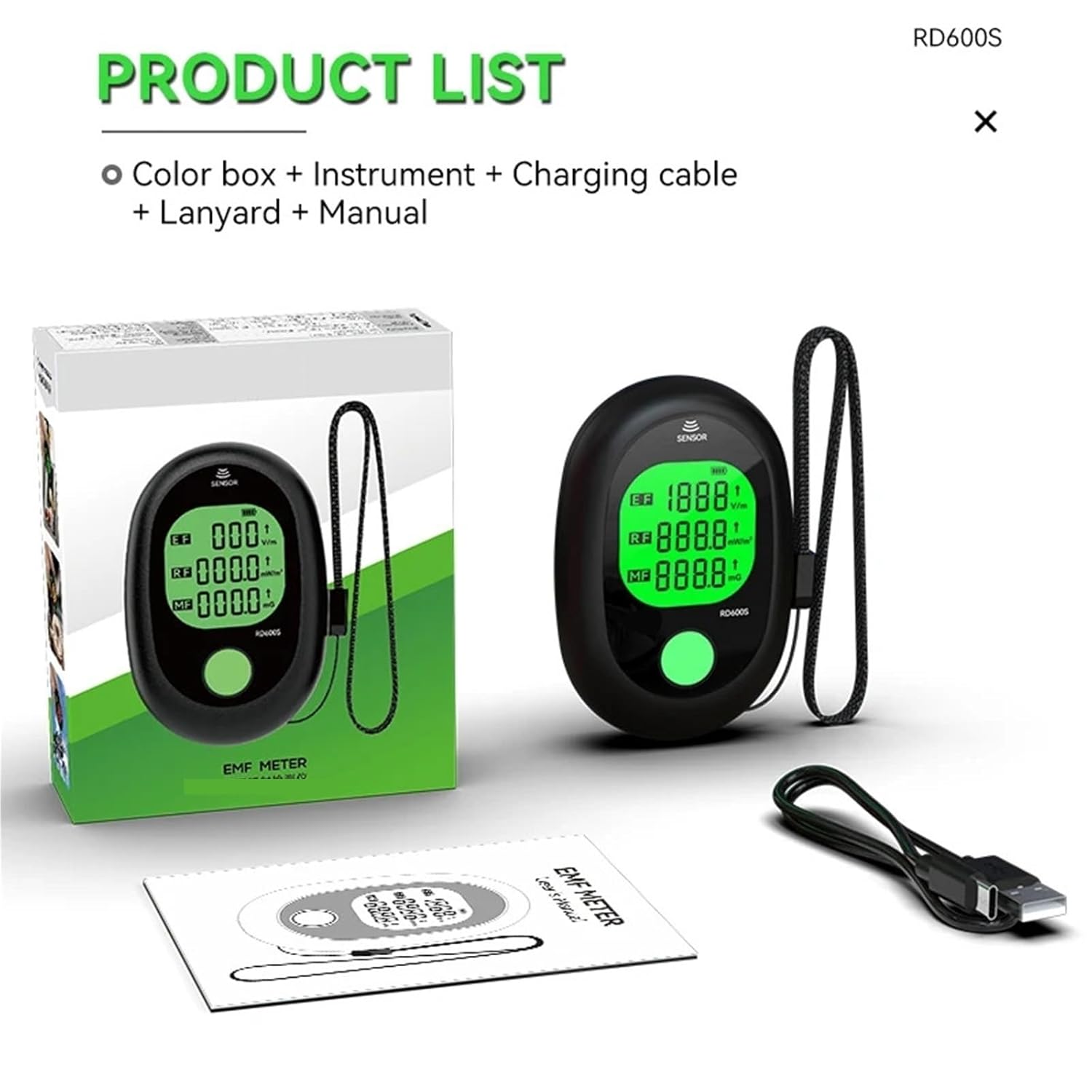 EMF Detector, RD600S EMF Meter Portable Electromagnetic Field Radiation Detector 3 in 1 Ghost Hunting Paranormal Equipment,emf Reader