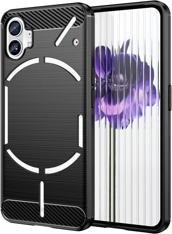 Image of NPRC Hybrid Ultra Slim Protective Case TPU Non-Slip Carbon Fiber Texture Shockproof Case Cover for Nothing Phone 1 - Black