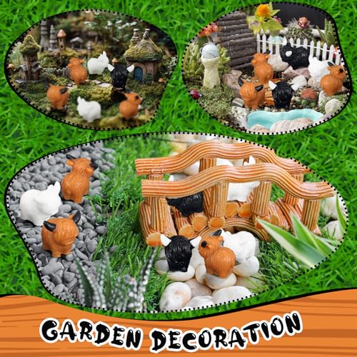 60 Figuras Mini Vaca Highland de Resina miniatura 4