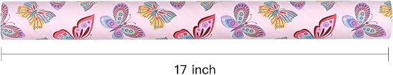 WRAPAHOLIC Reversible Wrapping Paper - Mini Roll - 17 Inch X 33 Feet - Butterfly Design, Perfect for Birthday, Party, Holiday, Wedding, Baby Shower