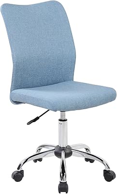 Techni Mobili Modern Office Chair with Height Adjustment, Technical Executive Task Chair with Non Marking Caster Wheels, Blue