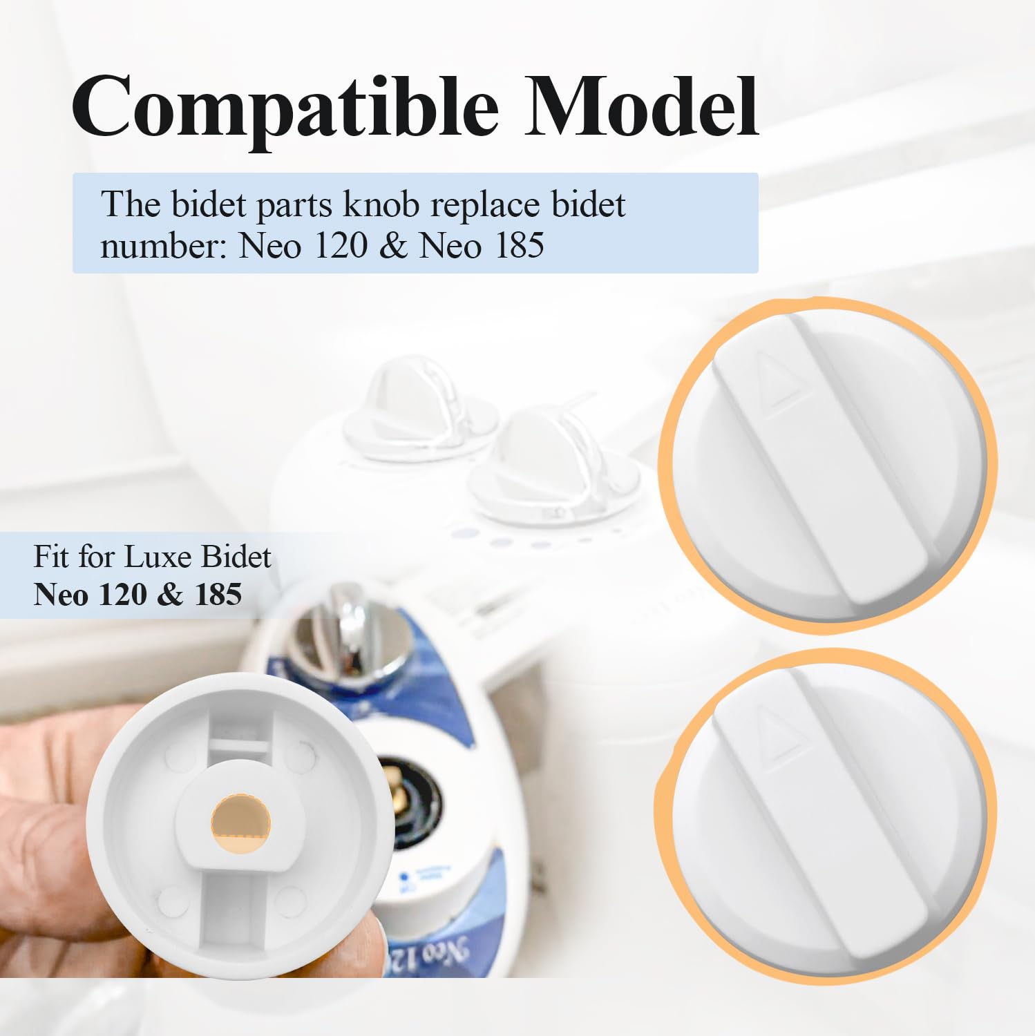 Paquete de 2 pomos de repuesto para Luxe Bidet Neo 120 y Neo 185, accesorios de perilla para Luxe Bidet Neo 120 y Neo 185 (4, blanco)