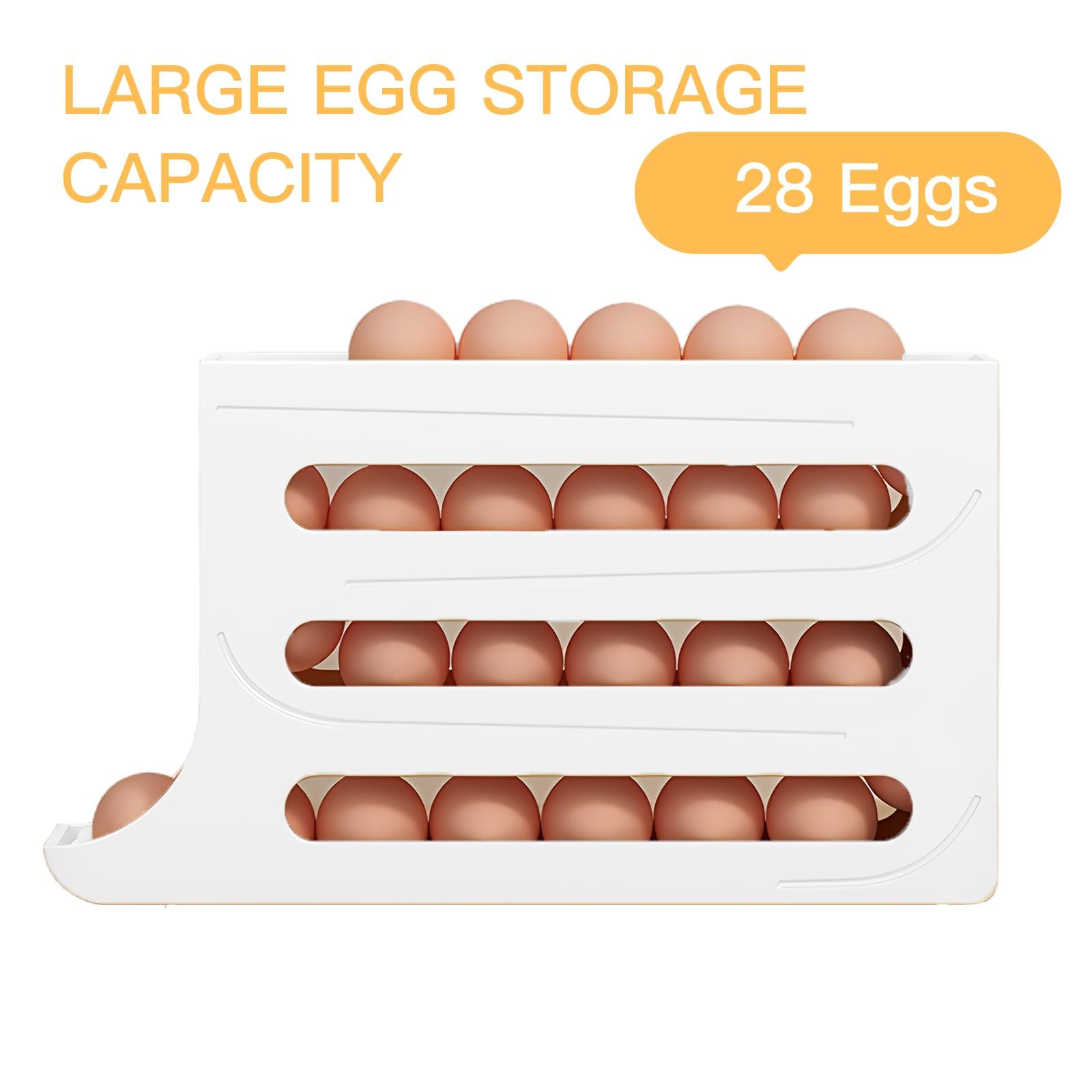 Hueveras, Dispensador de huevos rodante de 4 niveles. Dispensador de huevos rodante automático de 4 niveles. Ahorra espacio. Gran capacidad for refrigeradores, cocinas y refrigeradores.(Grey)