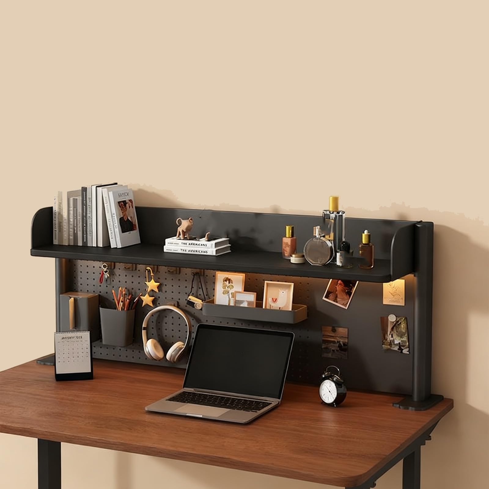 Organizer na biurko, organizer na książki, regał zaciskowy, odpowiedni do biurek i pomieszczeń (czarny, 90 x 125 x 63 cm)