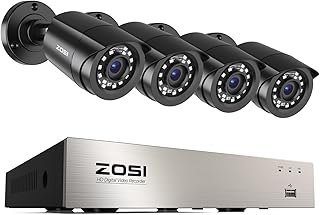 ZOSI 3K Lite Security Camera System Indoor Outdoor,AI Human/Vehicle Detection,Night Vision,Remote Access,4pcs 1080P 1920TV...