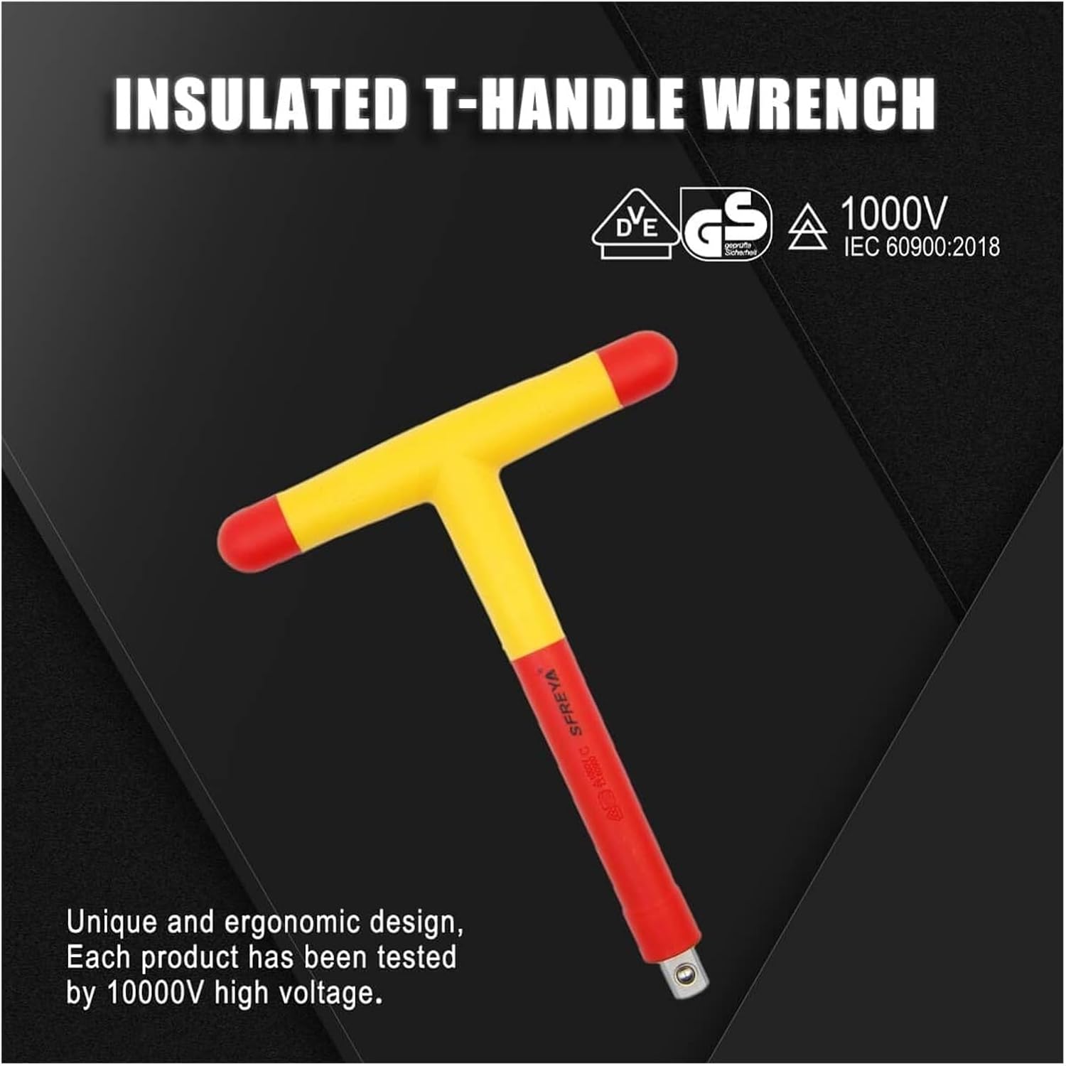 Insulated T-Handle Hex Wrench – 1000V Rated, Alloy Steel, Safety Grip(3/8" Drive 200mm Length)