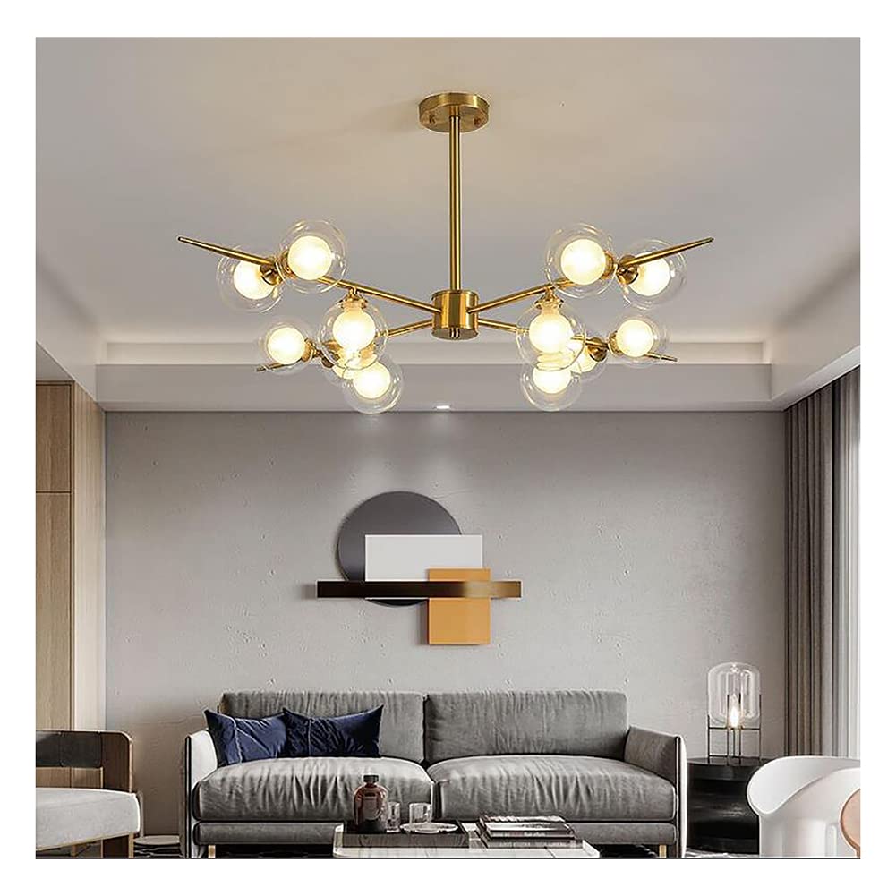 Nowoczesny złoty żyrandol, 12 lamp metalowa lampa wisząca do sypialni, biura, salonu, jadalni, kuchni, restauracji, schodów - 12t złota baterie domowe