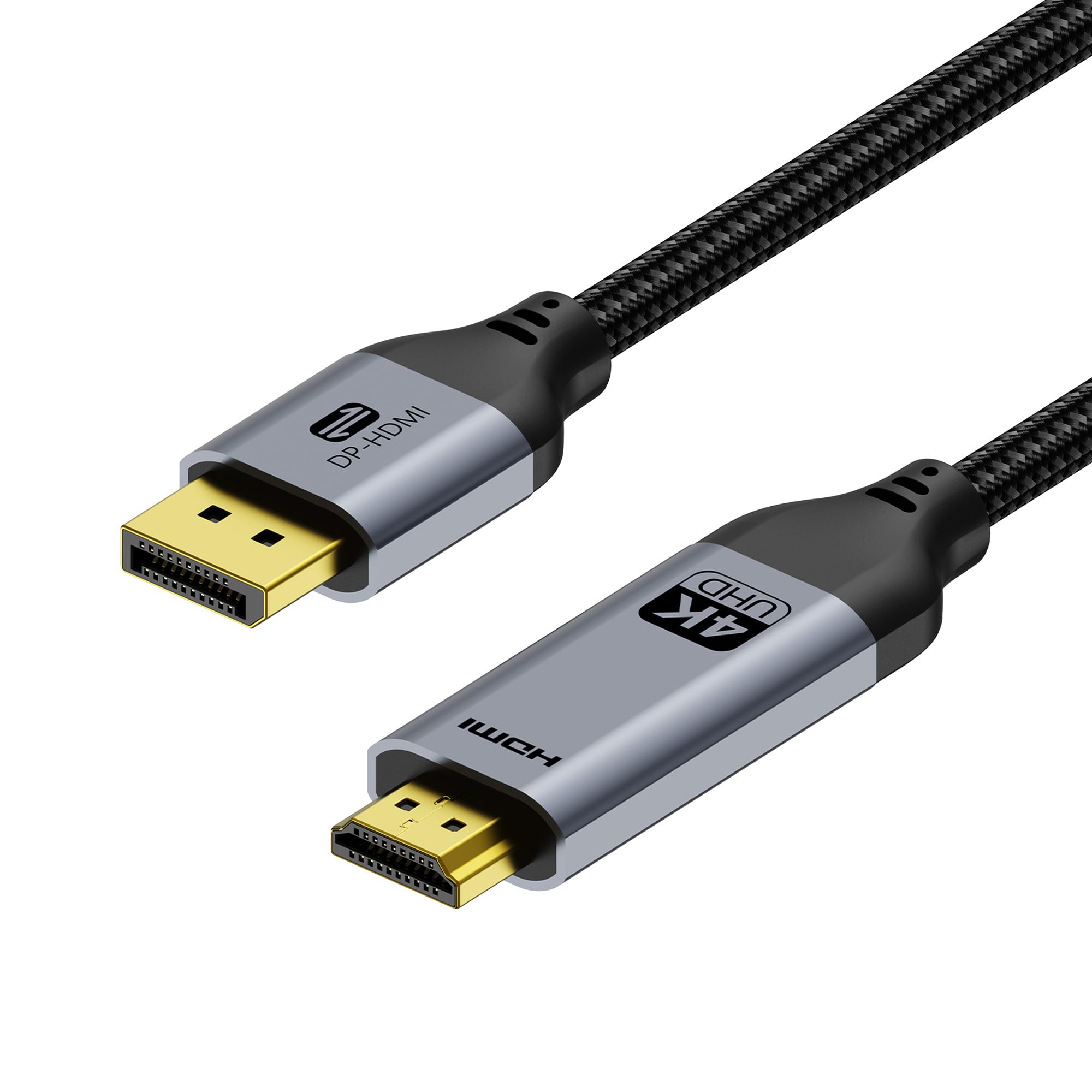 Cable HDMI bidireccional 4K a Displayport de 6.6 pies, cable DisplayPort a HDMI 4K a 60Hz 2K a 120Hz DP 1.2 a HDMI 1.4 compatible con laptop, PC, monitor, PS5, Xbox, Switch 2, AMD, NVIDIA