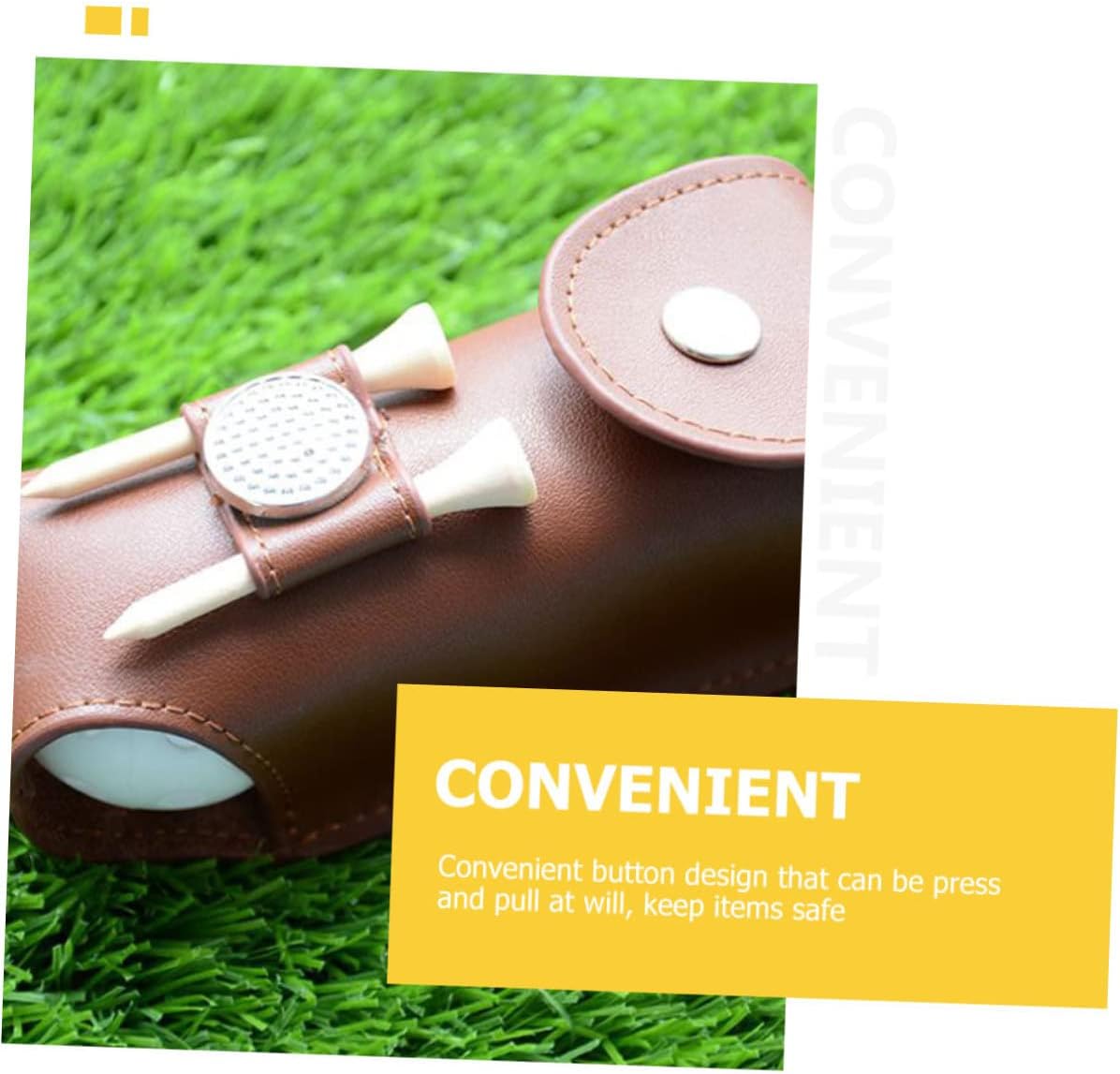 balacoo 2pcs Golf Tee Holder Bag Mesh Ball Storage Wear-Resistant Cowhide Compact Tee Bag Easy to Clean