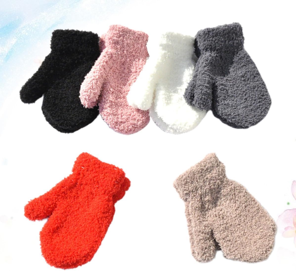 6 Pairs Winter Mittens Full Coverage Yarn Hand Protection