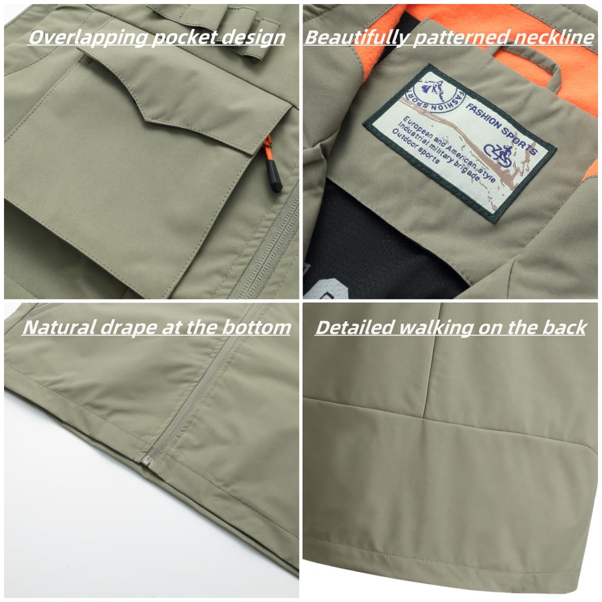Homme Gilet de Pêche De Plein air Multi-Poches Gilet Léger Loisirs Gilets Campingà Séchage Rapide Gilet Photographie Sans Manches Veste De Sport