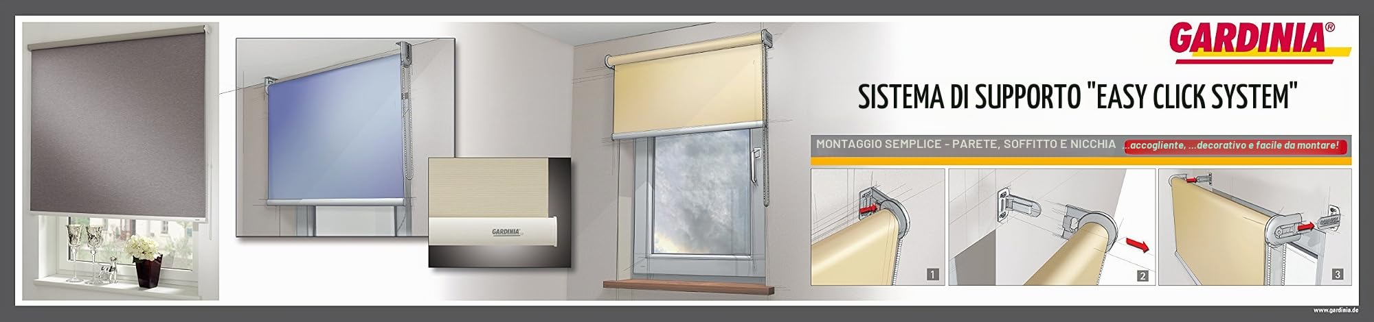 Gardinia Tenda a rullo con catenella laterale, Installazione a parete, soffitto o nicchia, Trasparente, Opaca, Kit di montaggio incluso, Bianco, 102 x 180 cm (LxA), tessuto