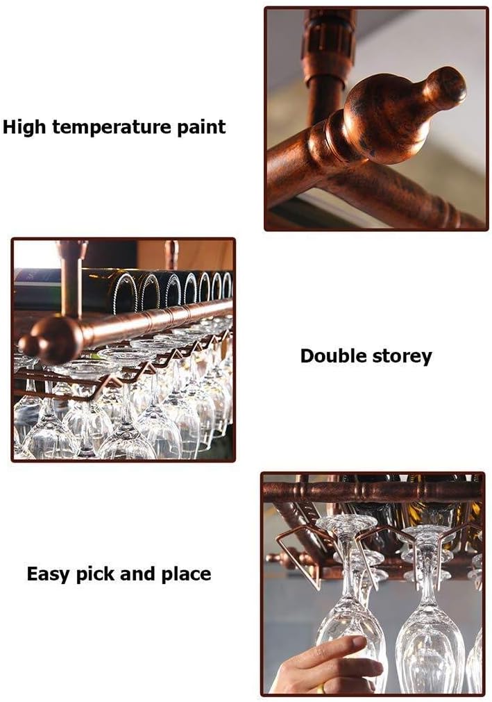 Wine Rack Wine Racks Bar Unit Floating Shees Wine Rack Hanging Red Wine Cup Holder/Hanging Upside Down Glass Holder Creative Home Bar Storage Black 100 * 30Cm Vision,Black-60 * 30Cm