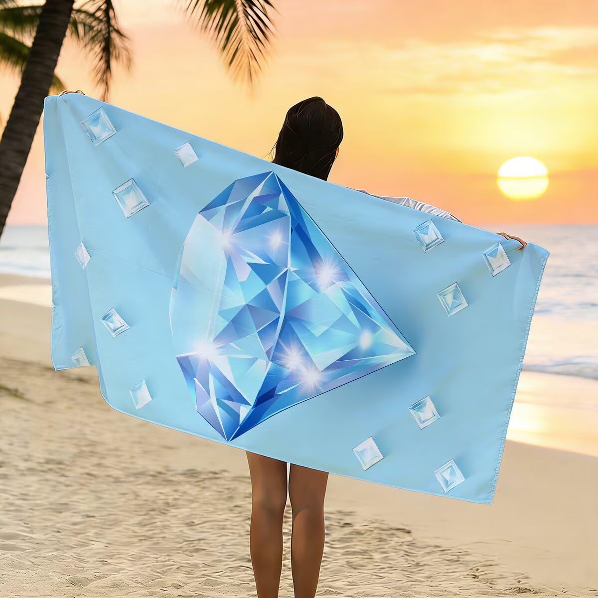 Telo Mare Microfibra, Telo Mare Grande 100x200cm 2 Pezzi, Asciugamano Palestra Donna Asciugatura Rapida, Antisabbia Asciugamano Microfibra, Leggero Asciugamani Palestra per Regalo (Moderno) -4466