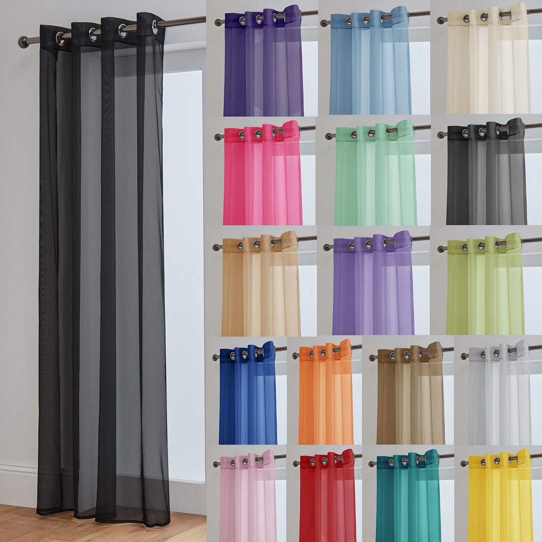 John Aird Black Lucy Voile Curtain - Eyelet - 1X Curtain Panel (, 58" Wide X 108" Drop)