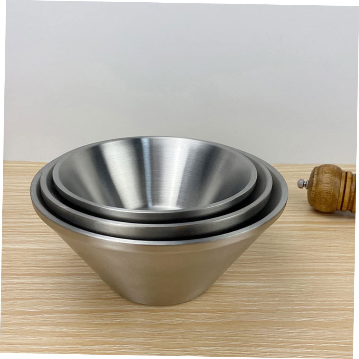 Amazon | OUNONA 不锈钢双层断热碗 キッチン用耐熱サラダボウル 防熱