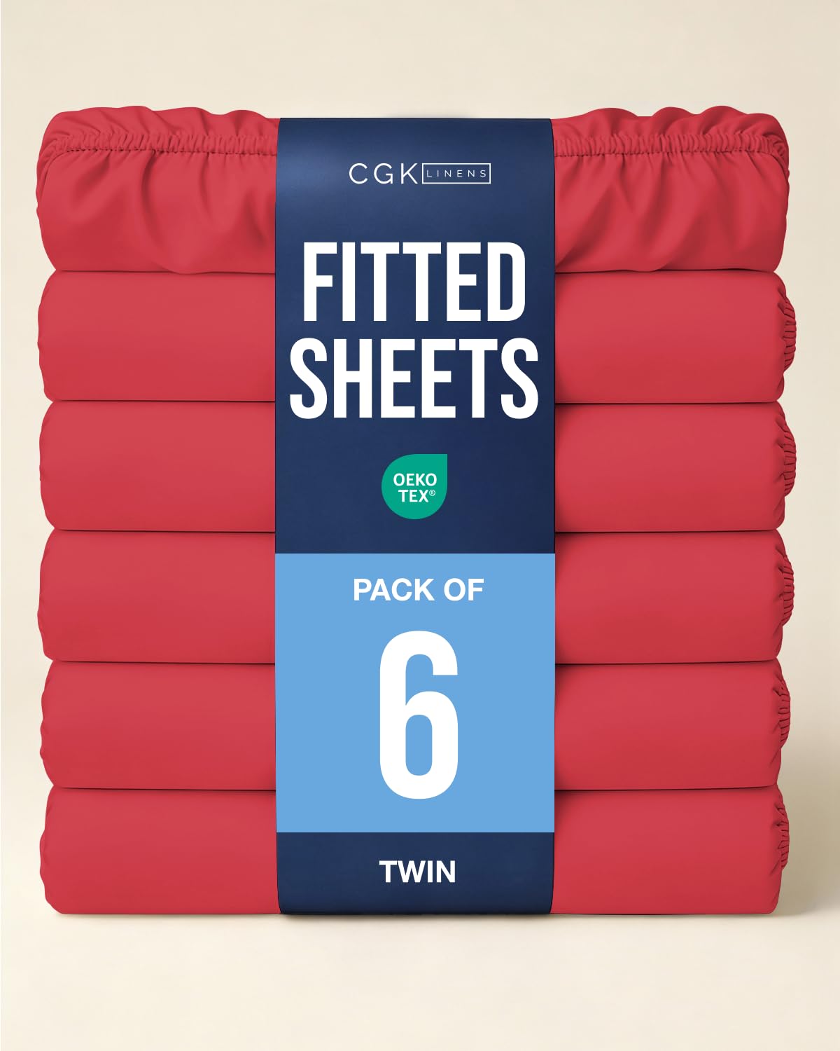 Twin Fitted Sheet - Pack of 6 Single Fitted Bottom Sheet Only - Red