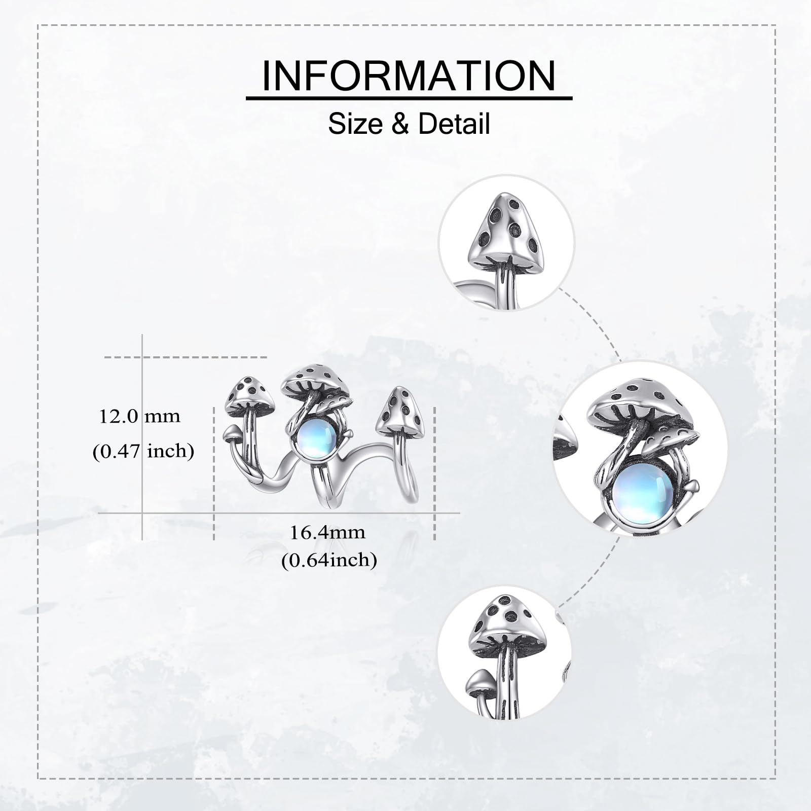 Pilz Klaue Ohrstecker S925 Sterling Silber Mondstein Pilz Ohrringe Pilze Ohr Manschette Schmuck Geschenke für Frauen Mom