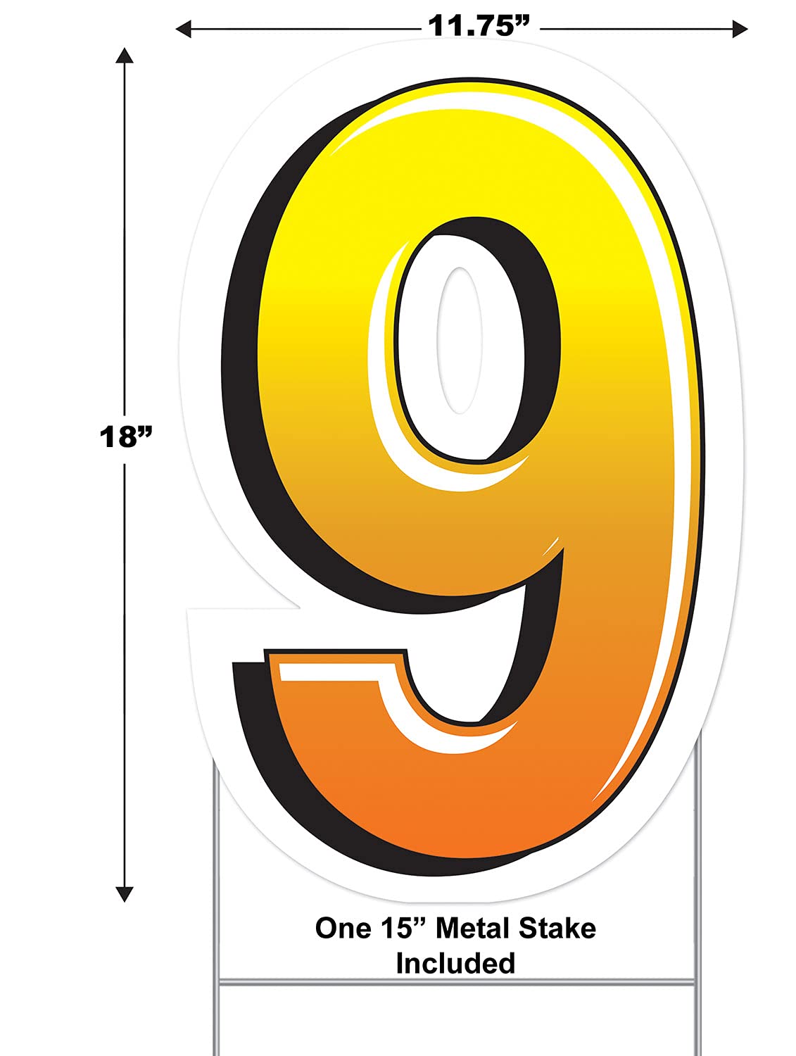 Amazon.com: Beistle Plastic Number 9 Yard Sign with Metal Stakes