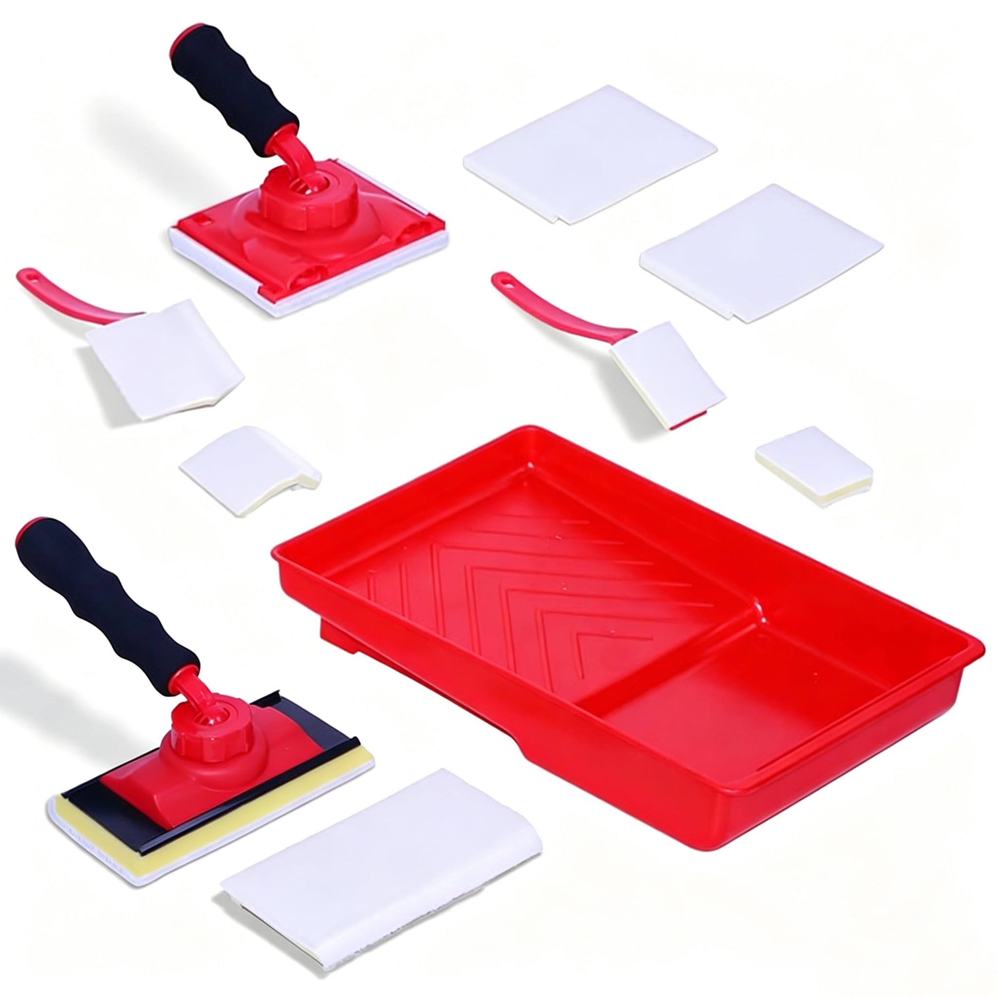 Paint Pad Set, 7Inch Paint Edger Tool Kit with Refillable Pads 360°Rotating Handle Paint Pads for Walls and Ceilings, Trim Decorating