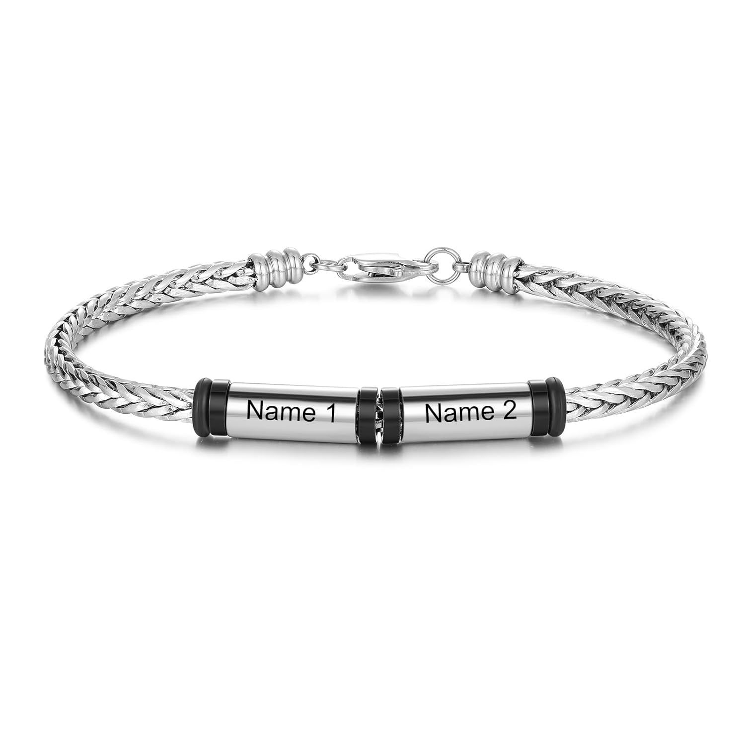 Silver Bracelet for Men: Custom Bracelet with Engraved Text, Personalized with Kids or Loved Ones Names - Gift for Him, Dad, Boyfriend - Image 7