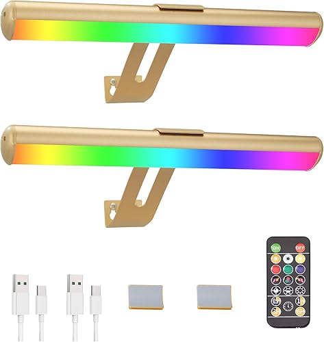 Luz para Cuadros a Batería, Luces para Cuadros de Pared, Luz Inalámbrica para Cuadros con Control Remoto para Pinturas, 48 LED, 16 Colores