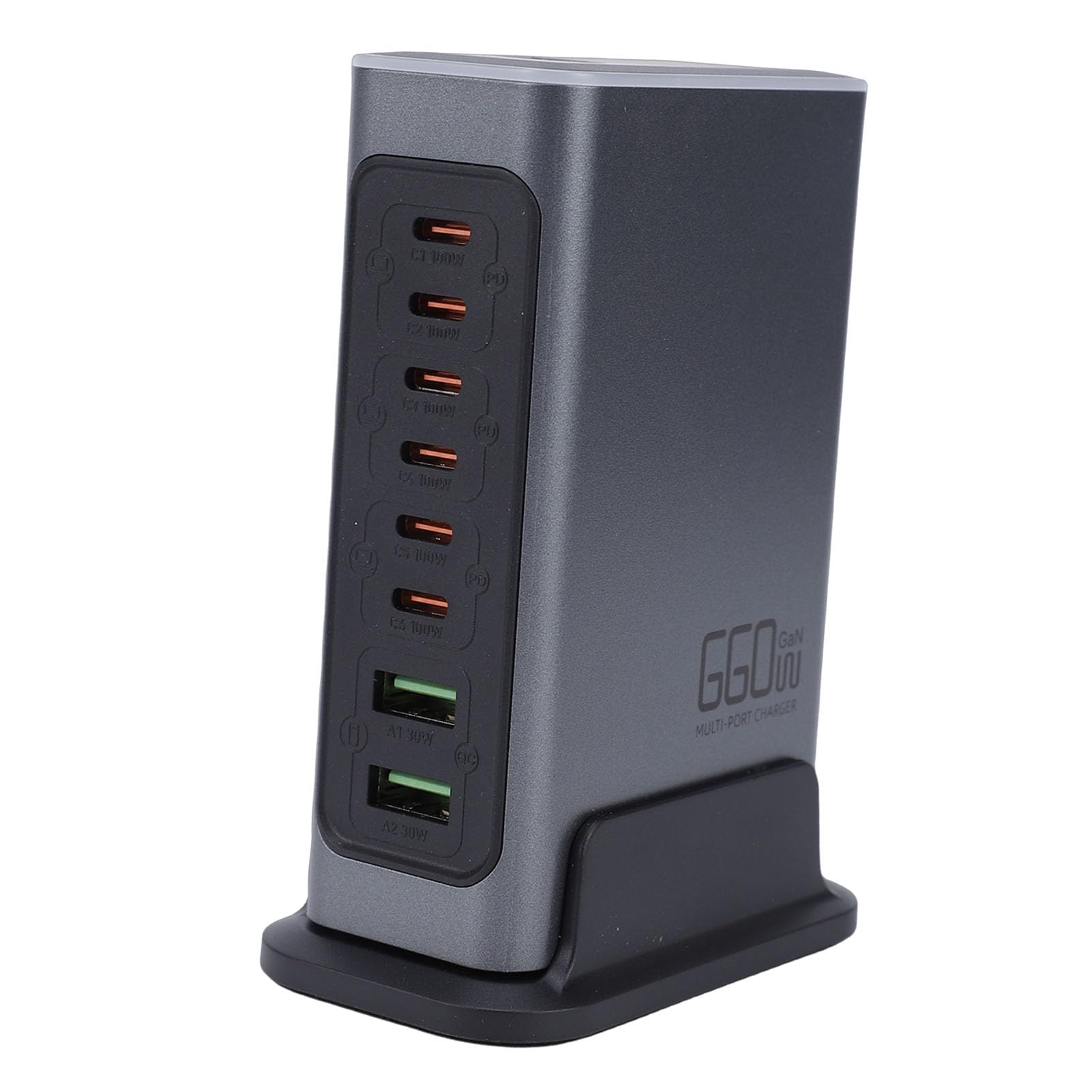 Jectse Blok Szybkiej ładowarki USB C Koncentrator Stacji ładującej GaN, PD3.0 6 PortóW USB C Hub ładujący 140 W do Wielu urządzeń Telefon Laptop, 2 Porty USB A, Stacja Szybkiego (wtyczka UE)