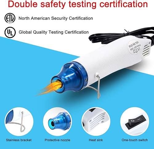 Miniatura 2 de Pistola de calor larga, 300 W, 482  (482.0 F), mini pistola de aire caliente de mano de calor rápido con protección de sobrecarga, adecuada para,